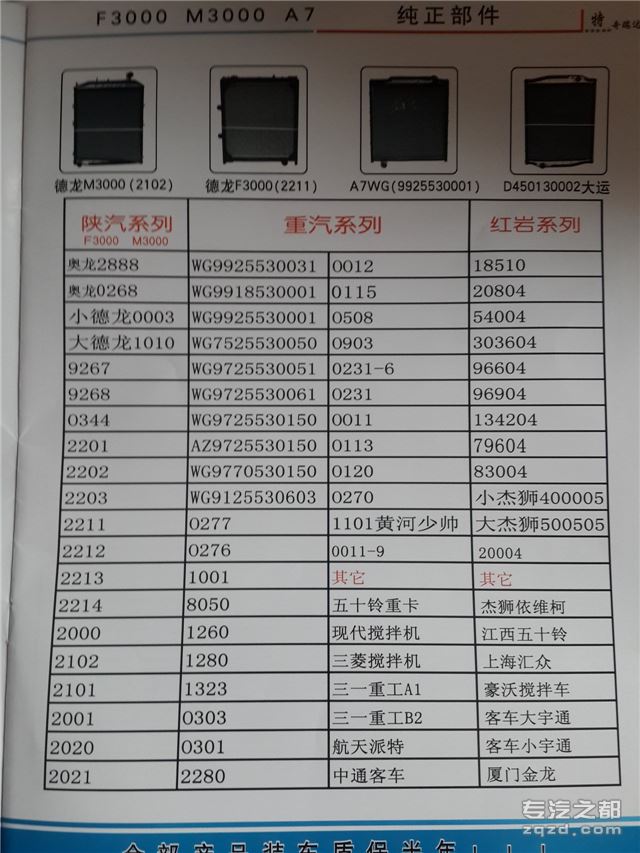 陕汽德龙新X3000大马力水箱散热器 DZ96259532033