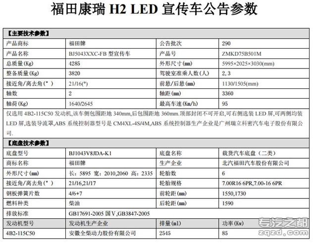 福田康瑞H2LED广告宣传车   厂家直销  价格直降